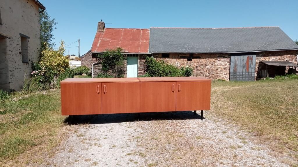 Teak veneer sideboard