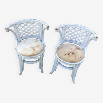 Pair of rattan armchairs