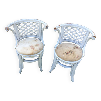 Pair of rattan armchairs