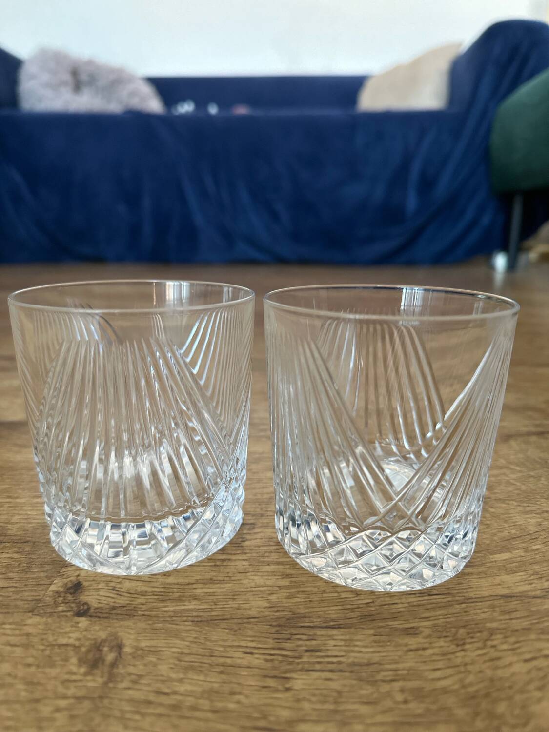 Set of vintage crystal whiskey glasses