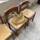 Set of 4 elm straw chairs from the 50s