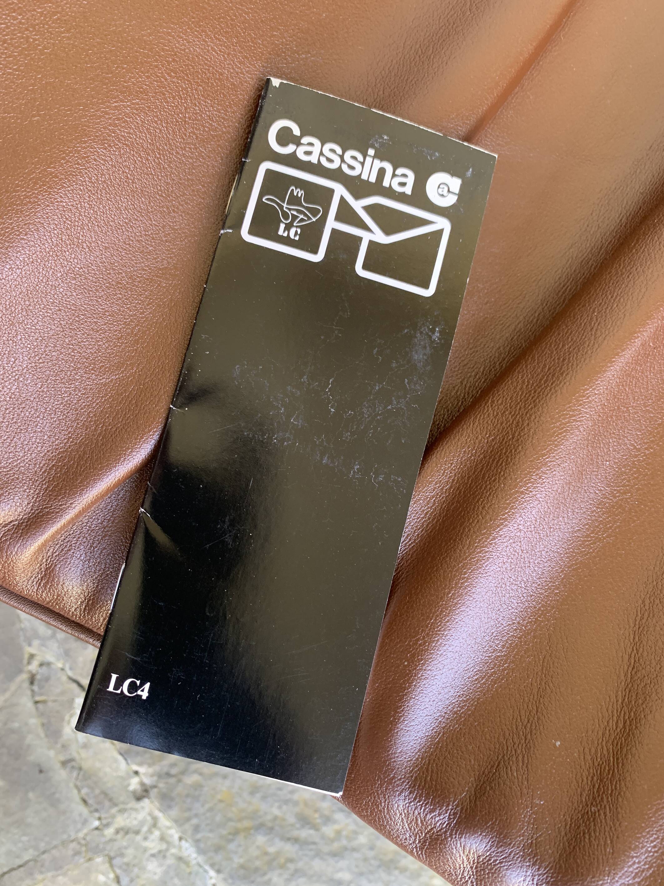 LC4 brown leather by Le Corbusier, Jeanneret & Perriand, Cassina, 1980