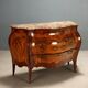 Commode ancienne baroque en noyer et marbre, Italie, XXe siècle