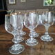 Set of 6 ancient white wine glasses in engraved crystal and gold border