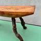 Brutalist bench made of vine and olive wood.