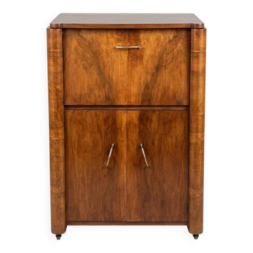 Antique turntable/TSF furniture in Art Nouveau style on wheels.