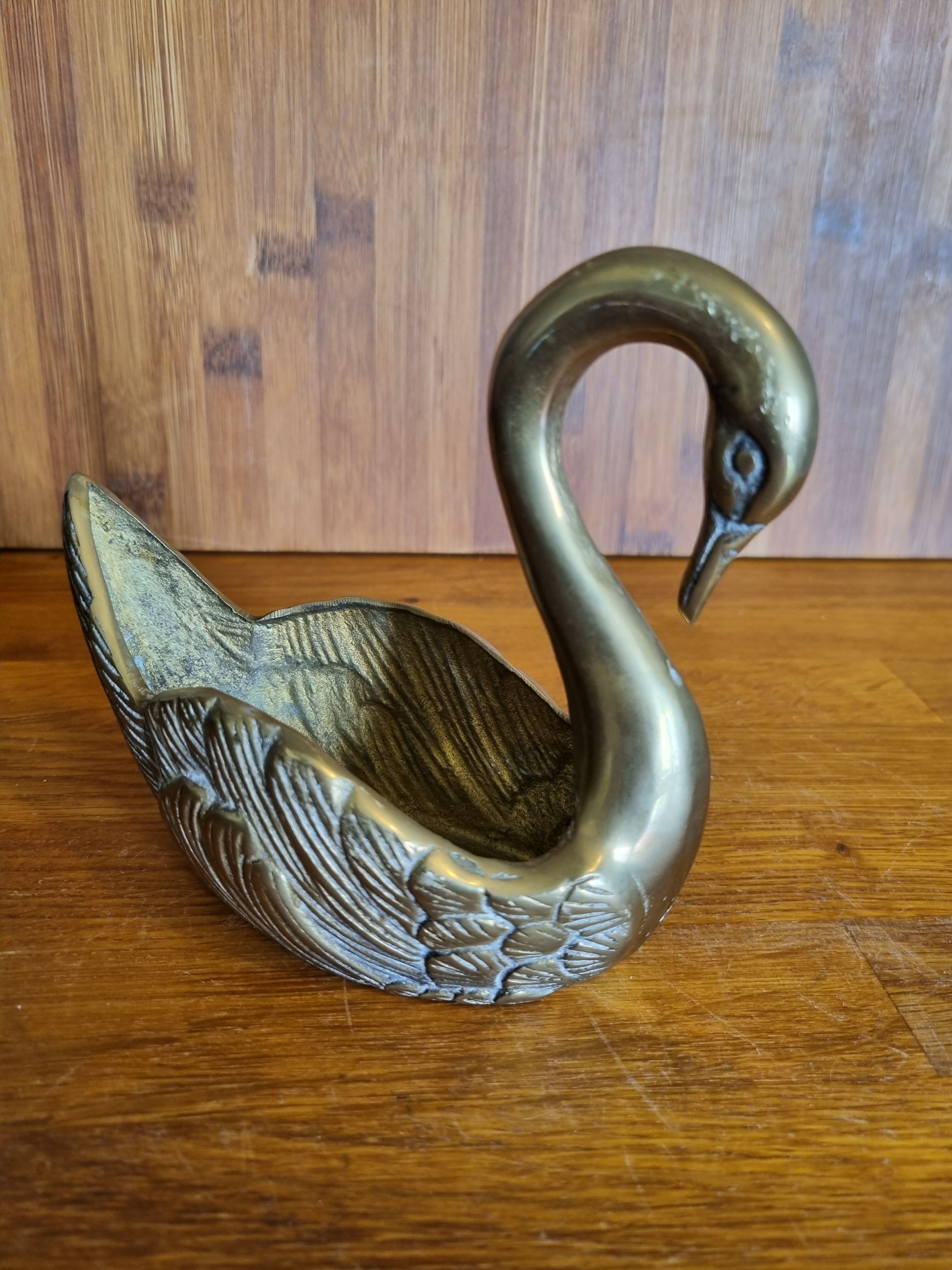 Vide-poches vintage cygne en laiton