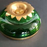 Green crystal and gilt brass bowl by Cristal & Bronze Paris