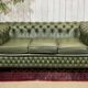 Chesterfield leather 3-seater sofa with mahogany legs - English craftsmanship