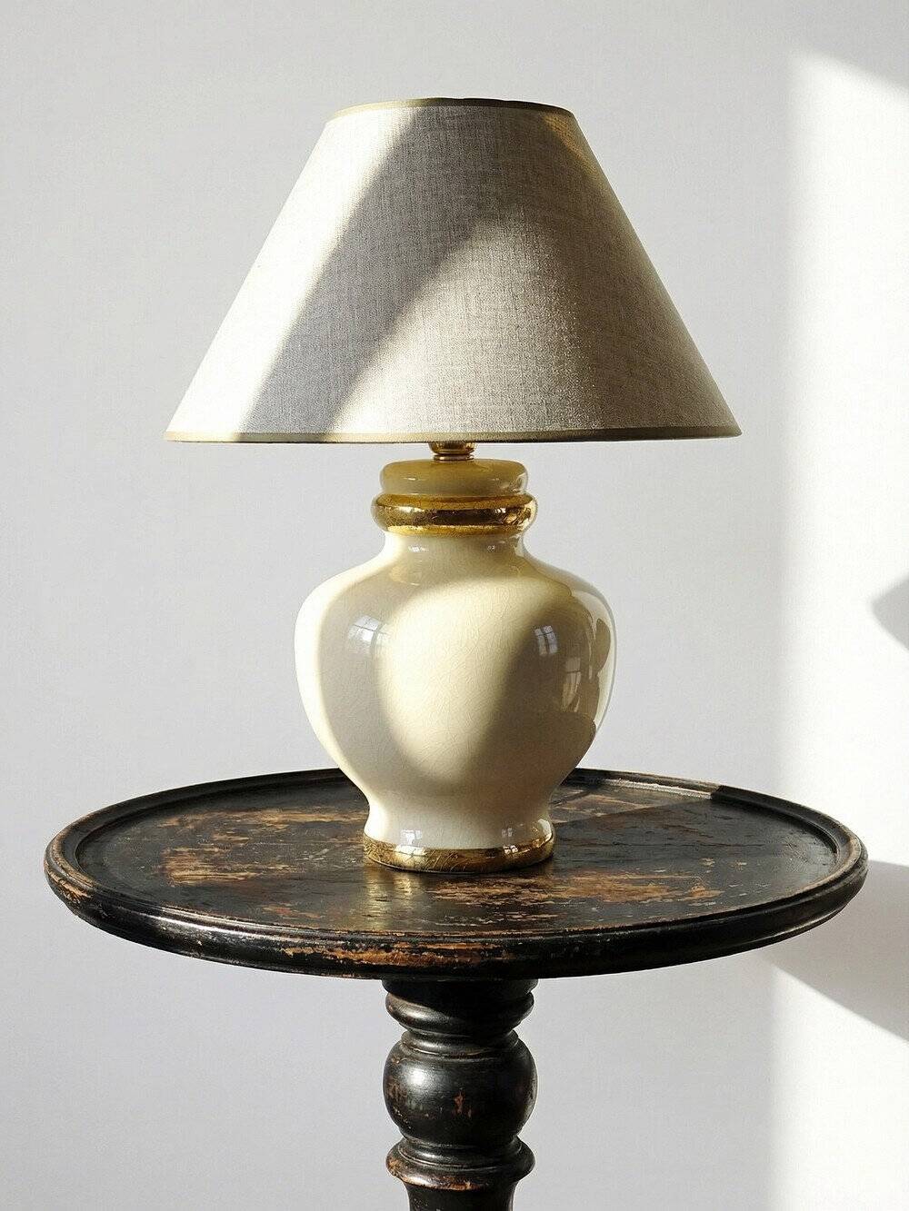 Vintage 1980s-90s Le Dauphin Dynastie crackle-glazed earthenware lamp