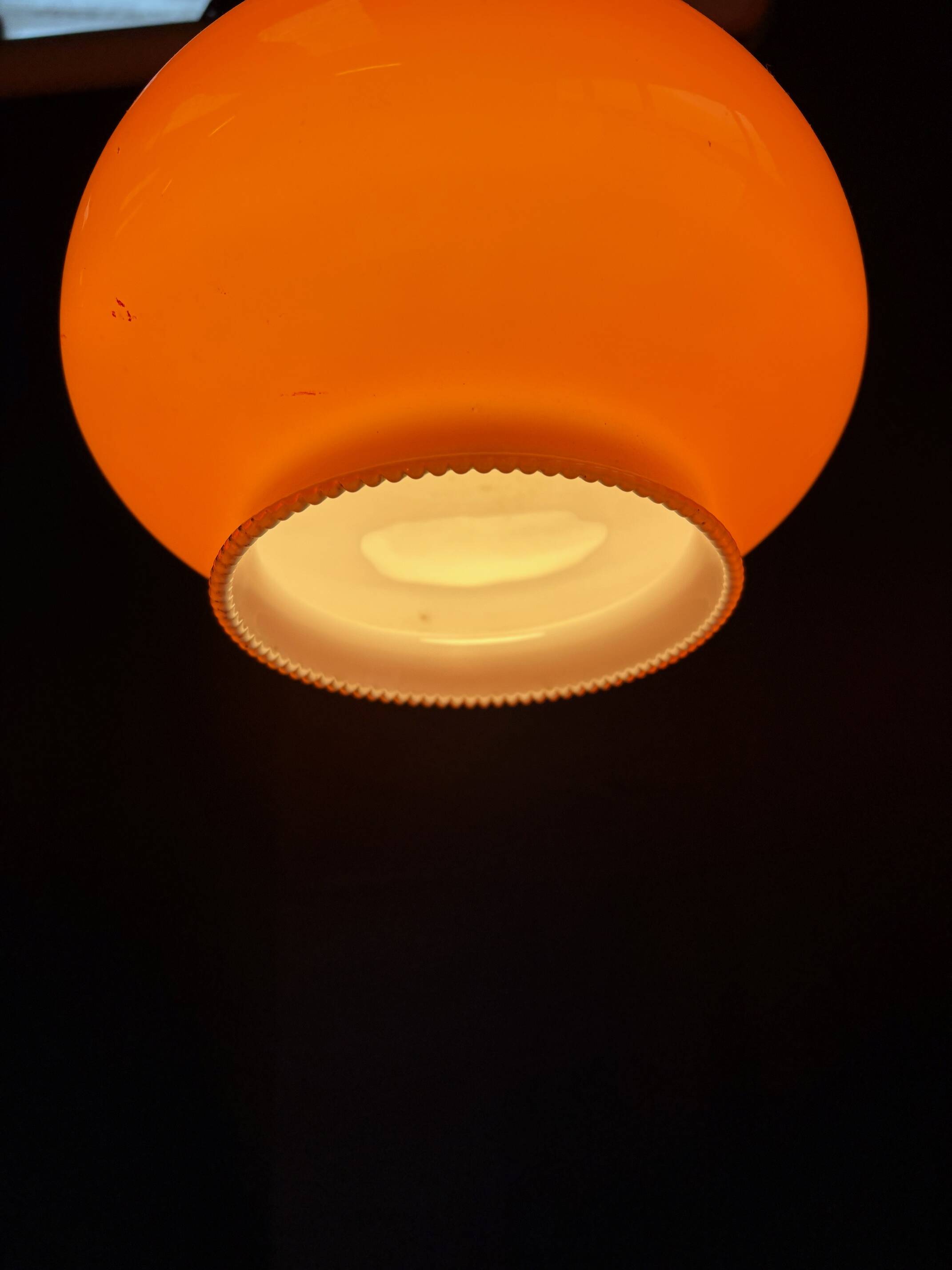 Vintage orange opaline pendant light – 70s retro chandelier