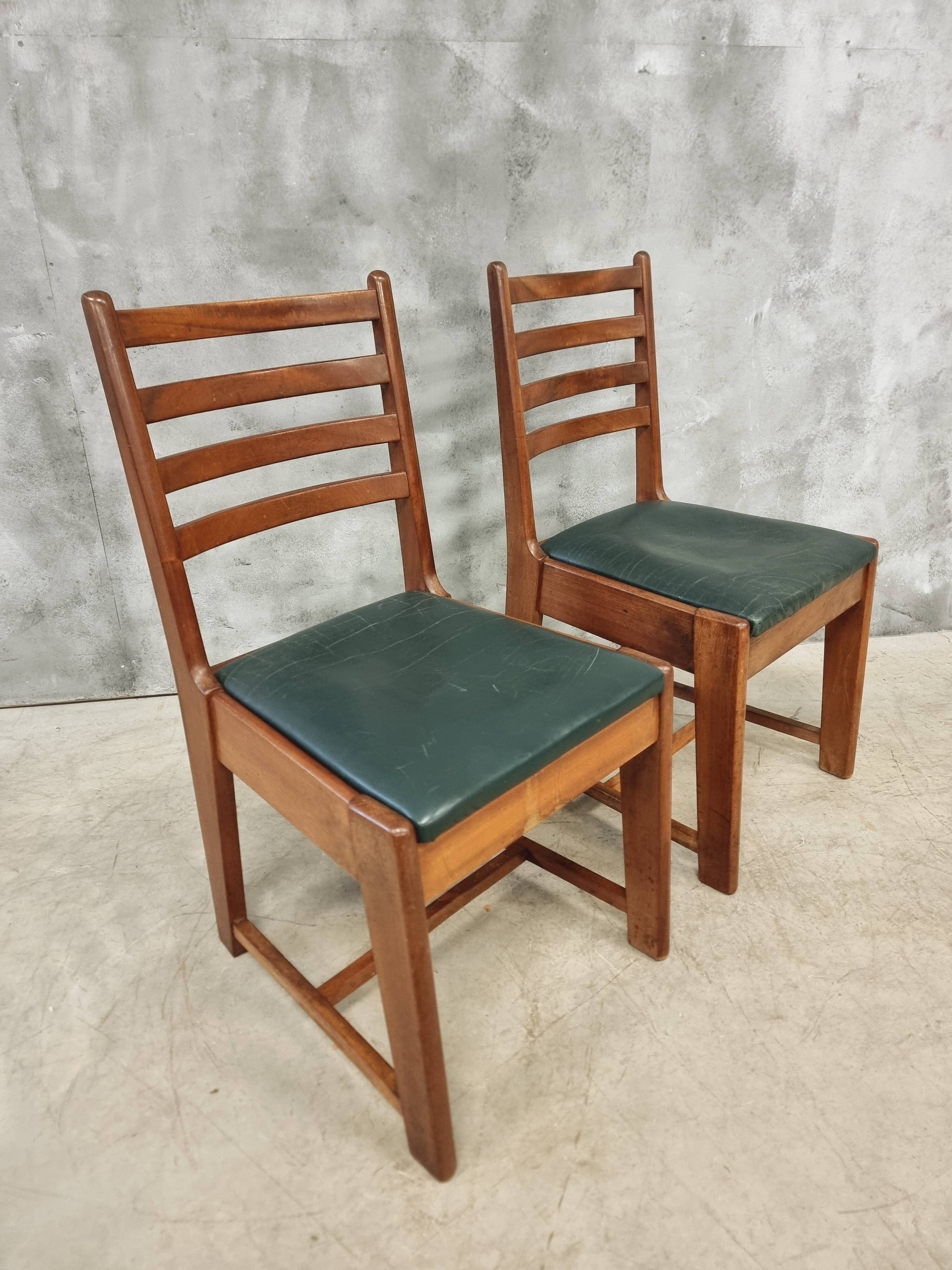 Two Bas van Pelt designer dining chairs in walnut, 1930s