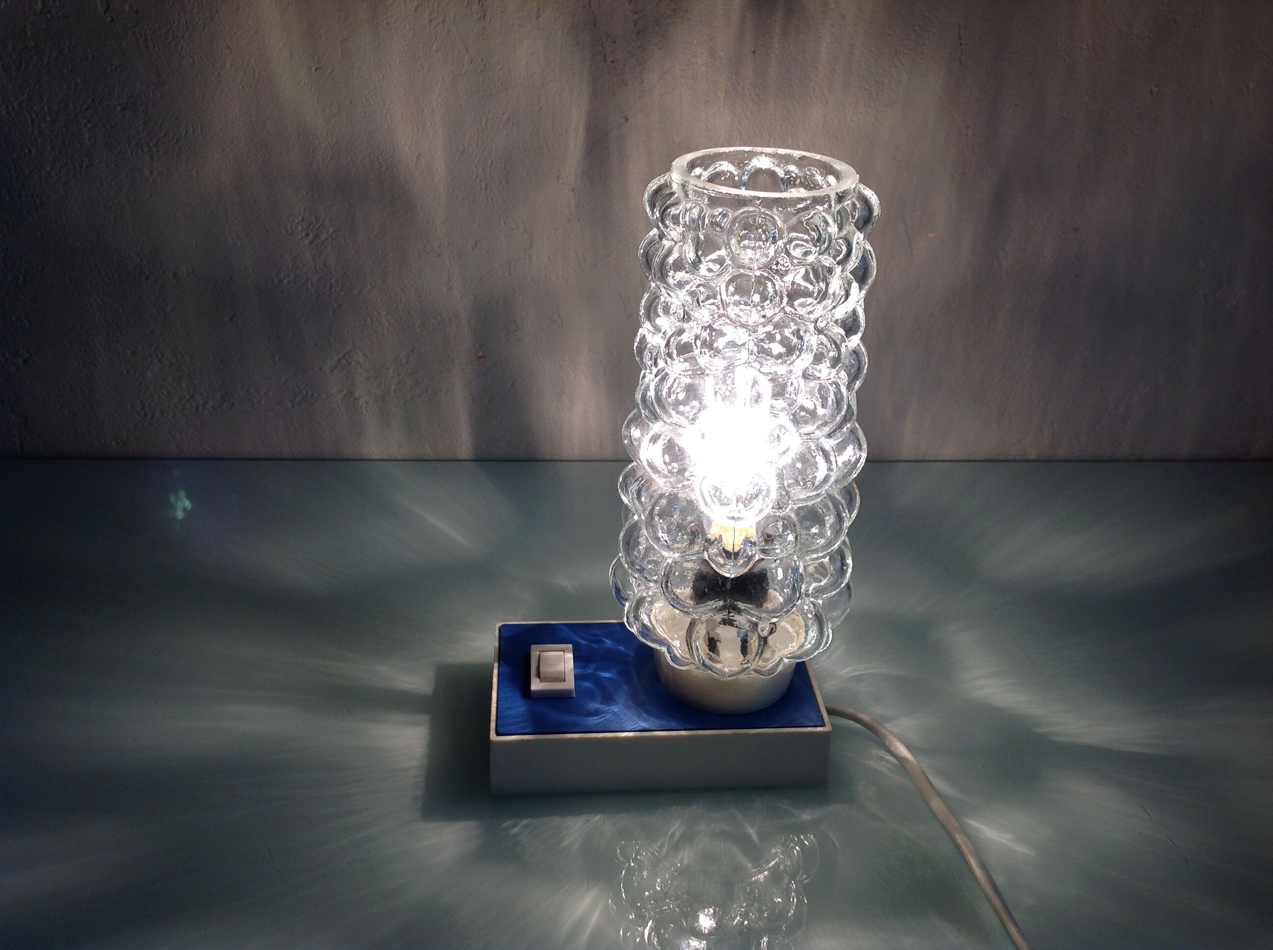 Bubbled glass bedside lamp by Helena Tynell 60/70