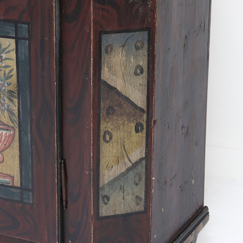 Rustic Farmhouse Folk Art Painted Bridal Cabinet 1844