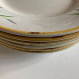 Set of 7 Sarreguemines Bamboo plates 1880 iron earth
