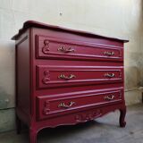 Vintage chest of drawers restyled in Bordeaux red