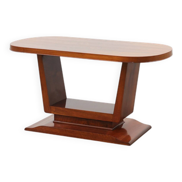 Table basse en placage de noyer Art Déco, Belgique, vers 1920