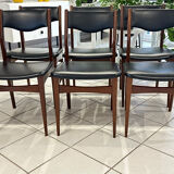 Set of 6 Scandinavian teak chairs, 1970s design.