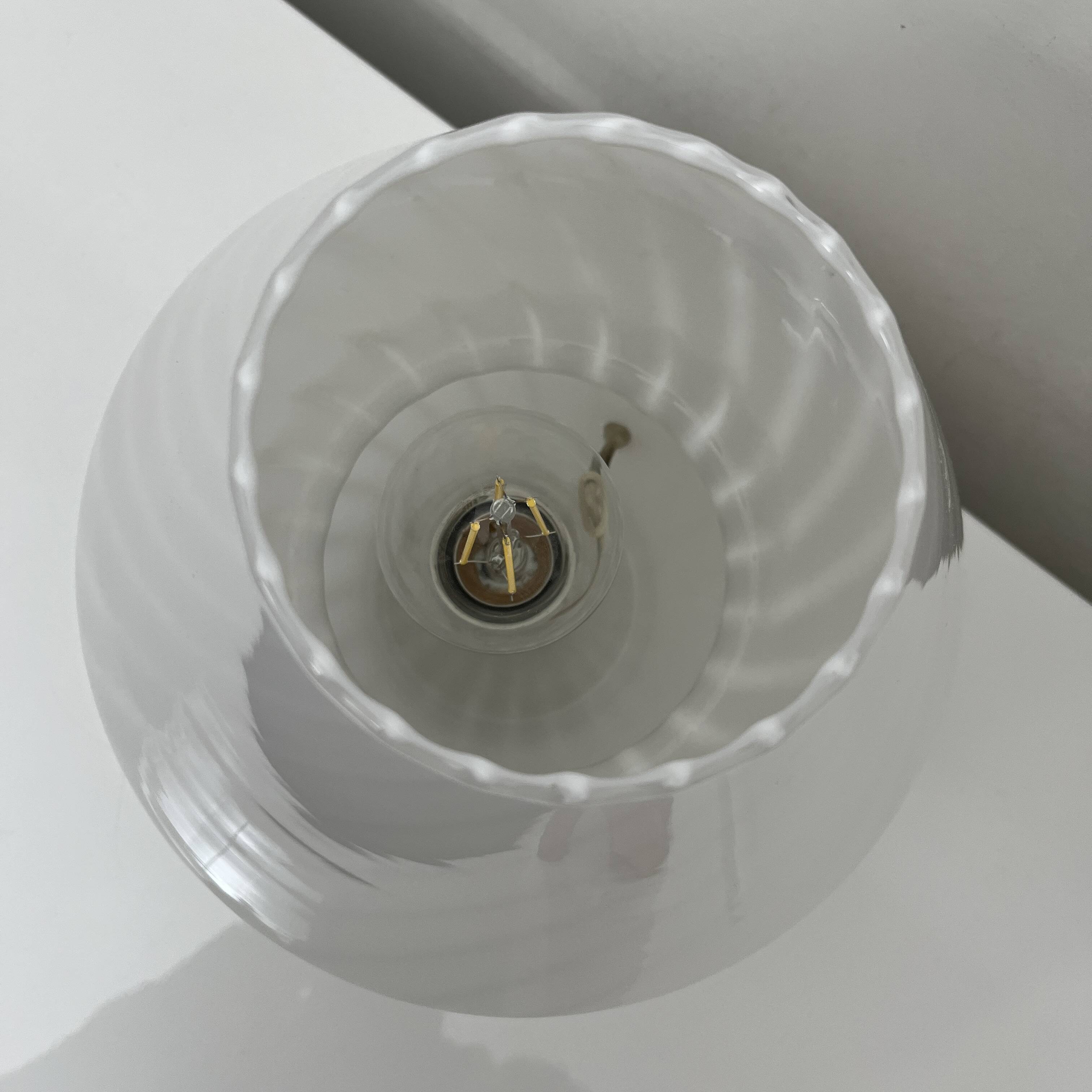 Vintage Murano Italy mushroom lamp with glossy white spiral decoration