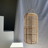 Large lantern-shaped rattan pendant lamp H50 D24
