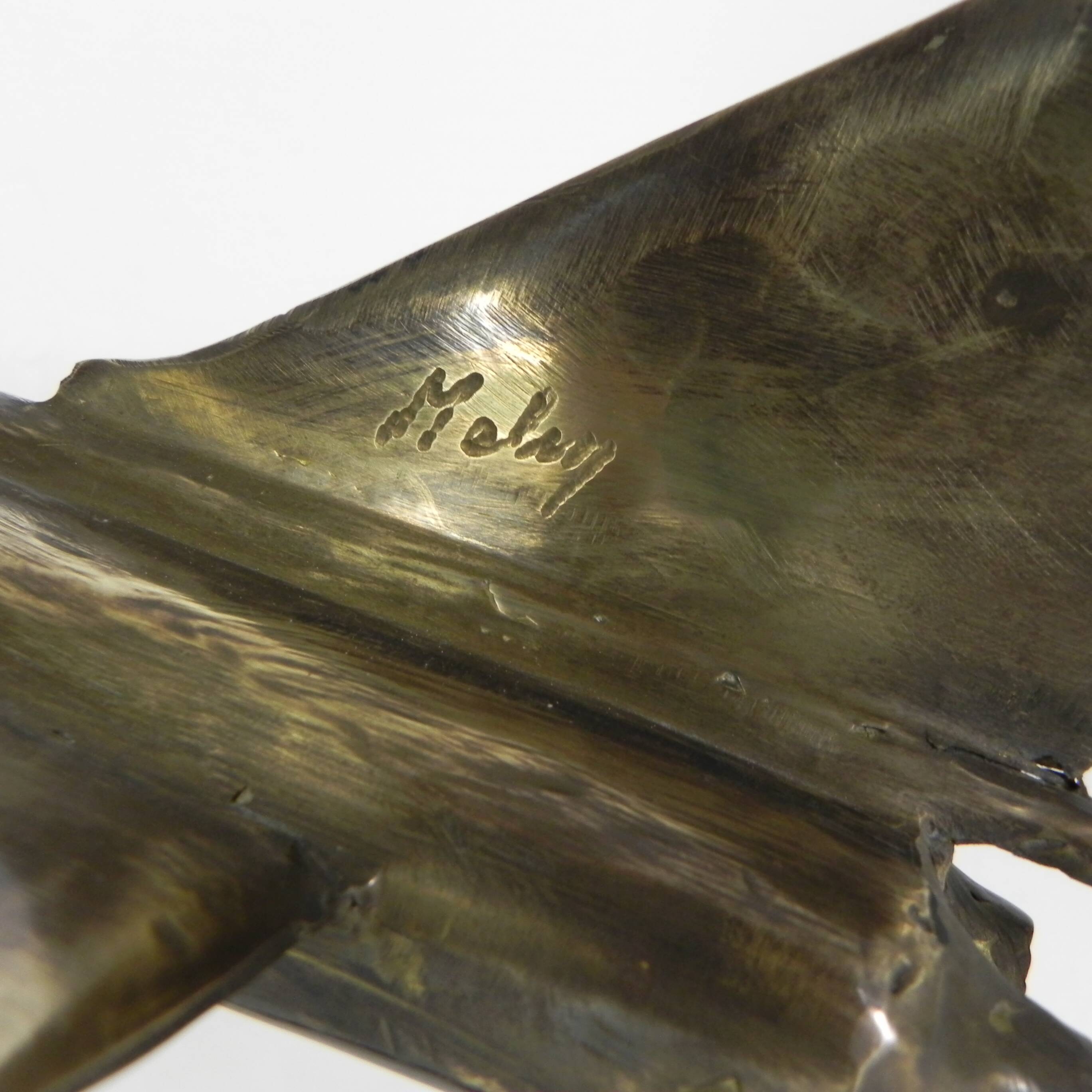 Sculpture en laiton d'un avion de chasse par François Melin