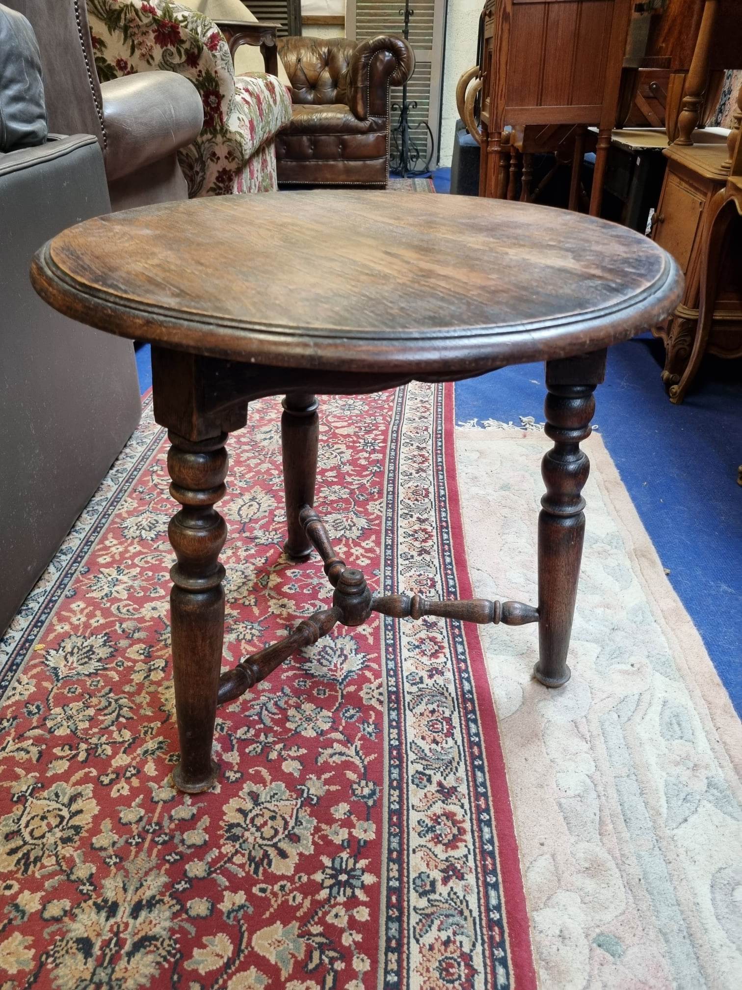 Oak tripod pedestal table