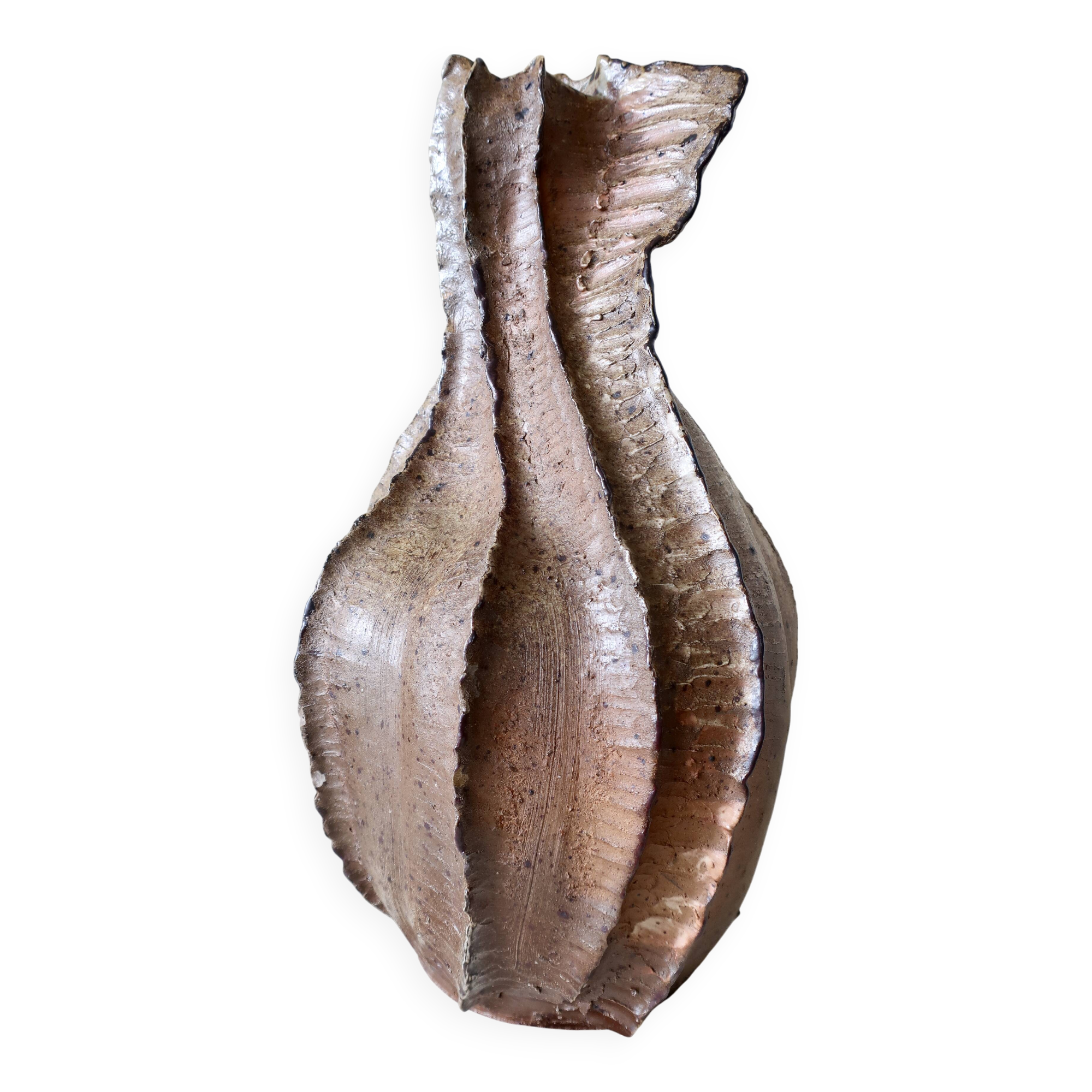 Jean Linard, the milestone, sculptural vase in stoneware, unique piece, in very good condition.