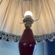 Grande lampe vintage en céramique rouge signée Drimmer – abat-jour pl