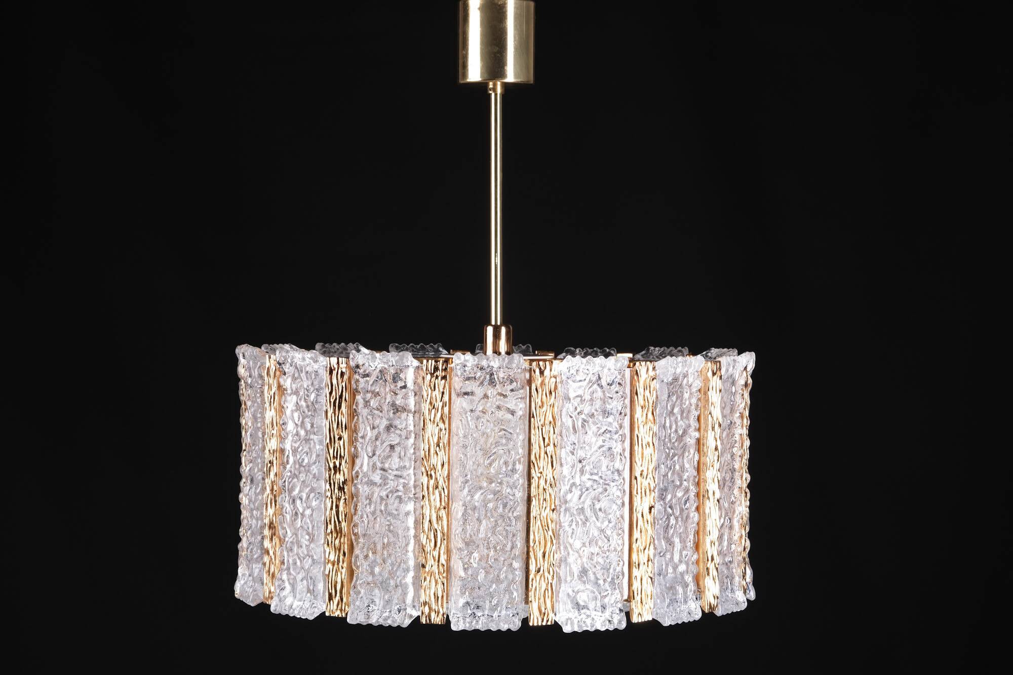 Vintage Kalmar lamp from the 60s, brass and glass