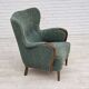 1960s, Danish armchair, green furniture velour, beech wood.