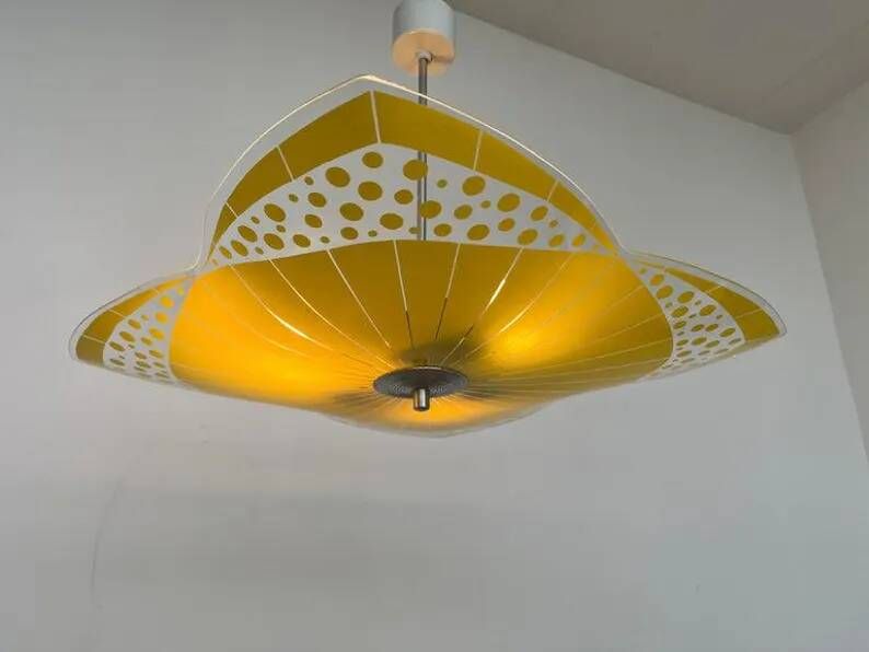 Mid-century design glass pendant by Napako, Czechoslovakia, 1970s.