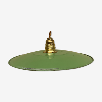 Suspension in green and white enamelled sheet metal socket brass golden threads