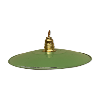 Suspension in green and white enamelled sheet metal socket brass golden threads