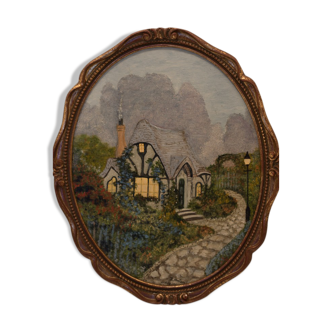 Very nice little oil on panel with bucolic landscape
