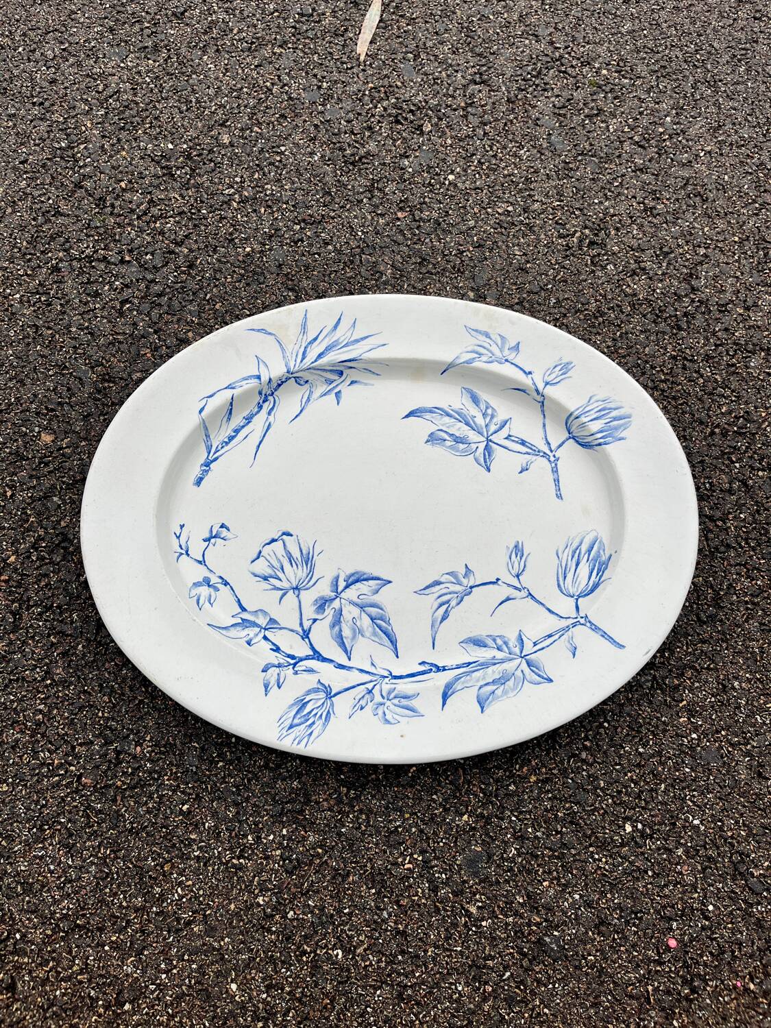 Large 19th century serving dish in English ironstone earthenware NWPCo Burslem "The Cotton Plant"