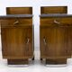 Pair of Art Dèco Italian Walnut and Grafite Gray Marble Bedside Tables,1920