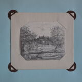 Miniature pencil drawing circa 1910 english countryside