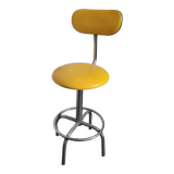 Vintage skaï yellow industrial stool