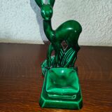 Saint Clement earthenware ashtray representing 1 doe signed Green