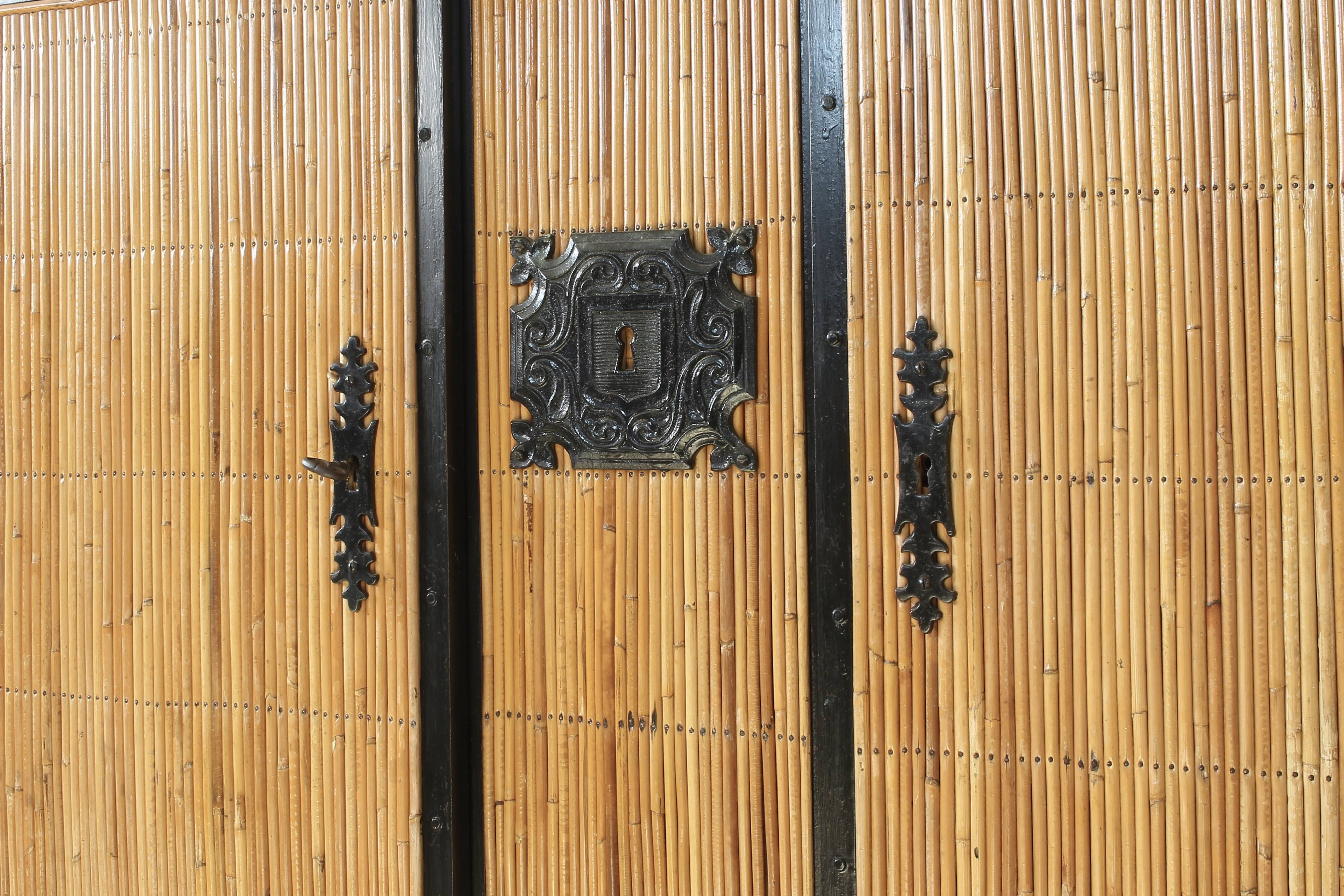 1960s rattan sideboard similar to Audoux & Minnet.