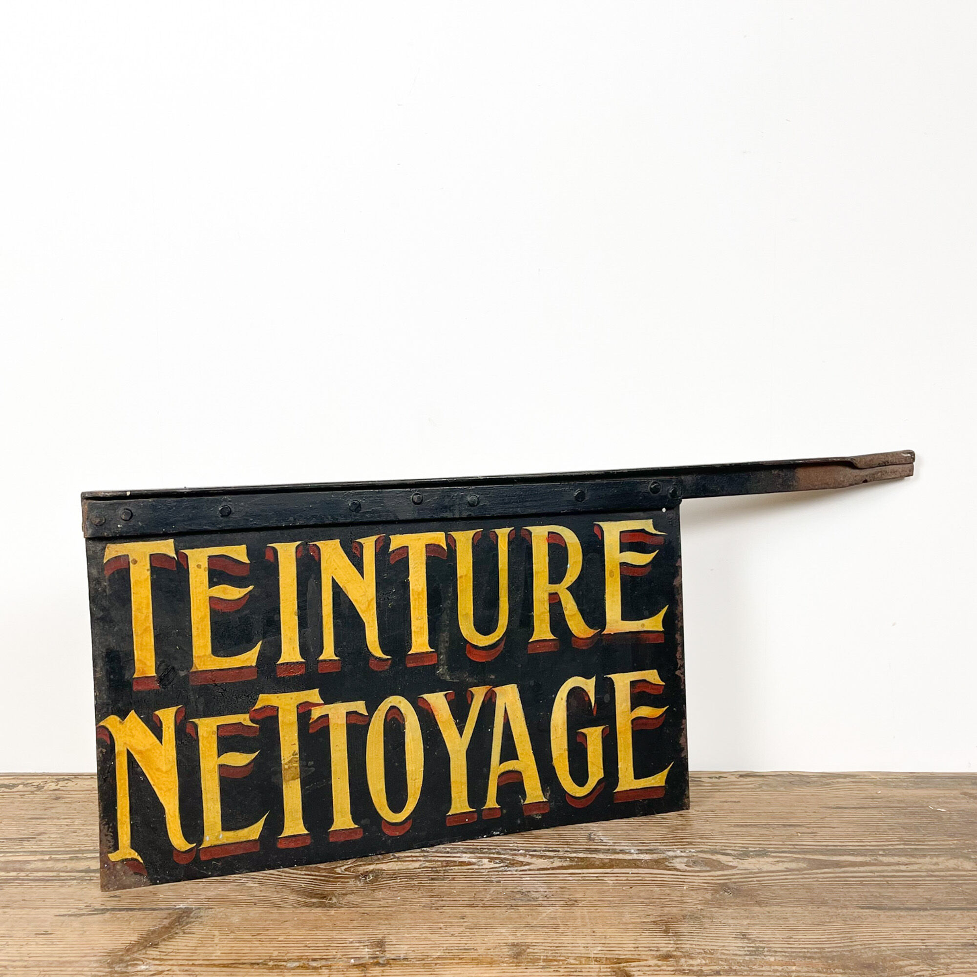 Antique french handpainted shop sign Teinture Nettoyage