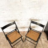 Ancienne paire de chaises pliantes cannage