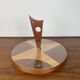 Plateau tournant en bois et verre midcentury modern