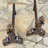 Vintage solid brass and steel chenets