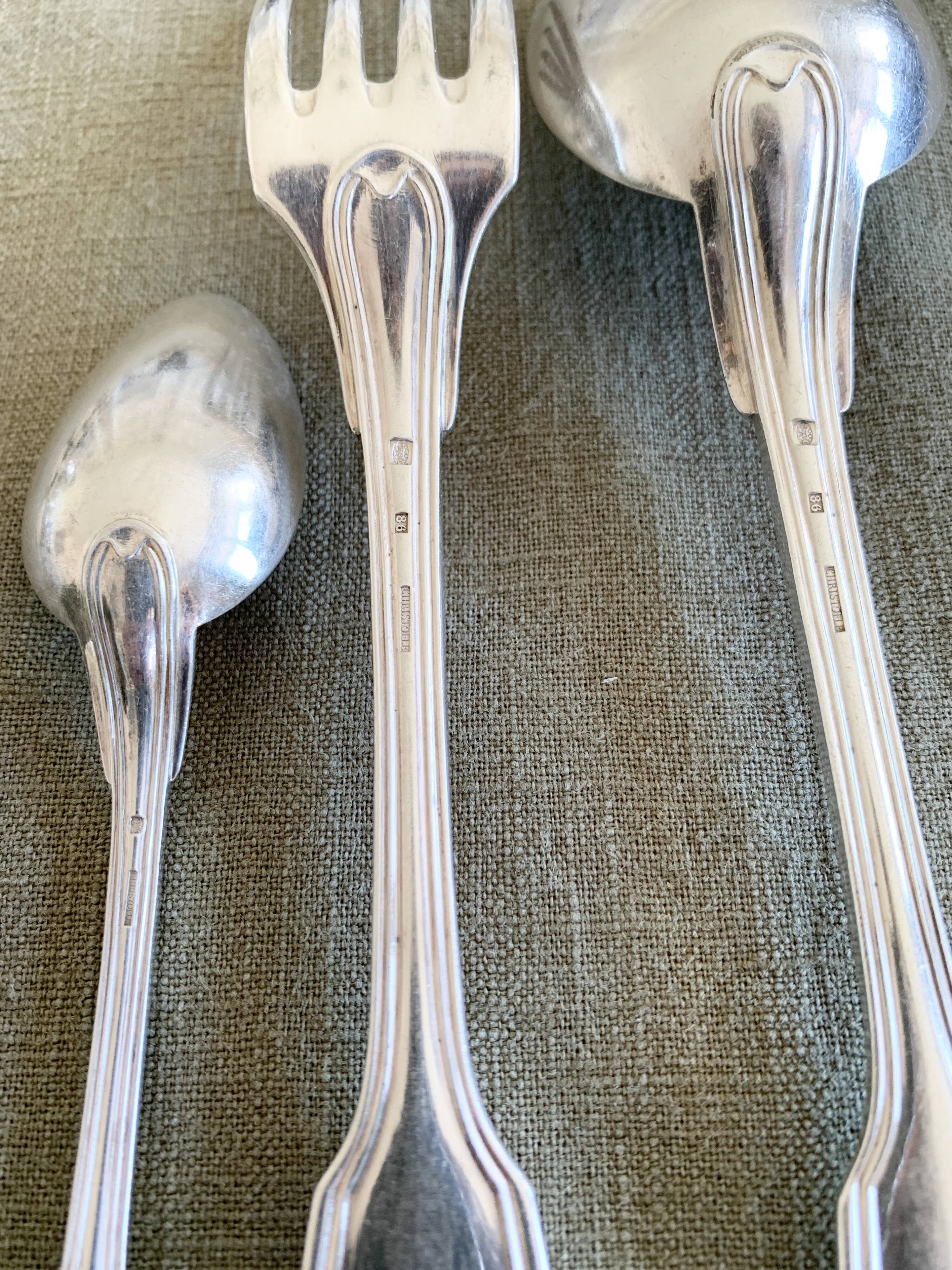 Christofle silver-plated cutlery set in its original case.