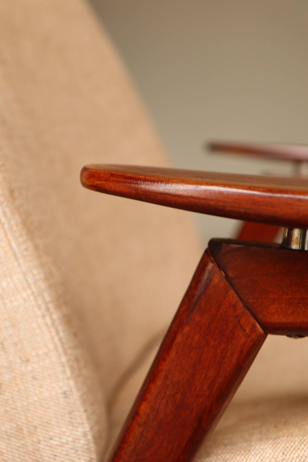 Vintage armchair design by J. Smidek mid century modern design chair tissu beige