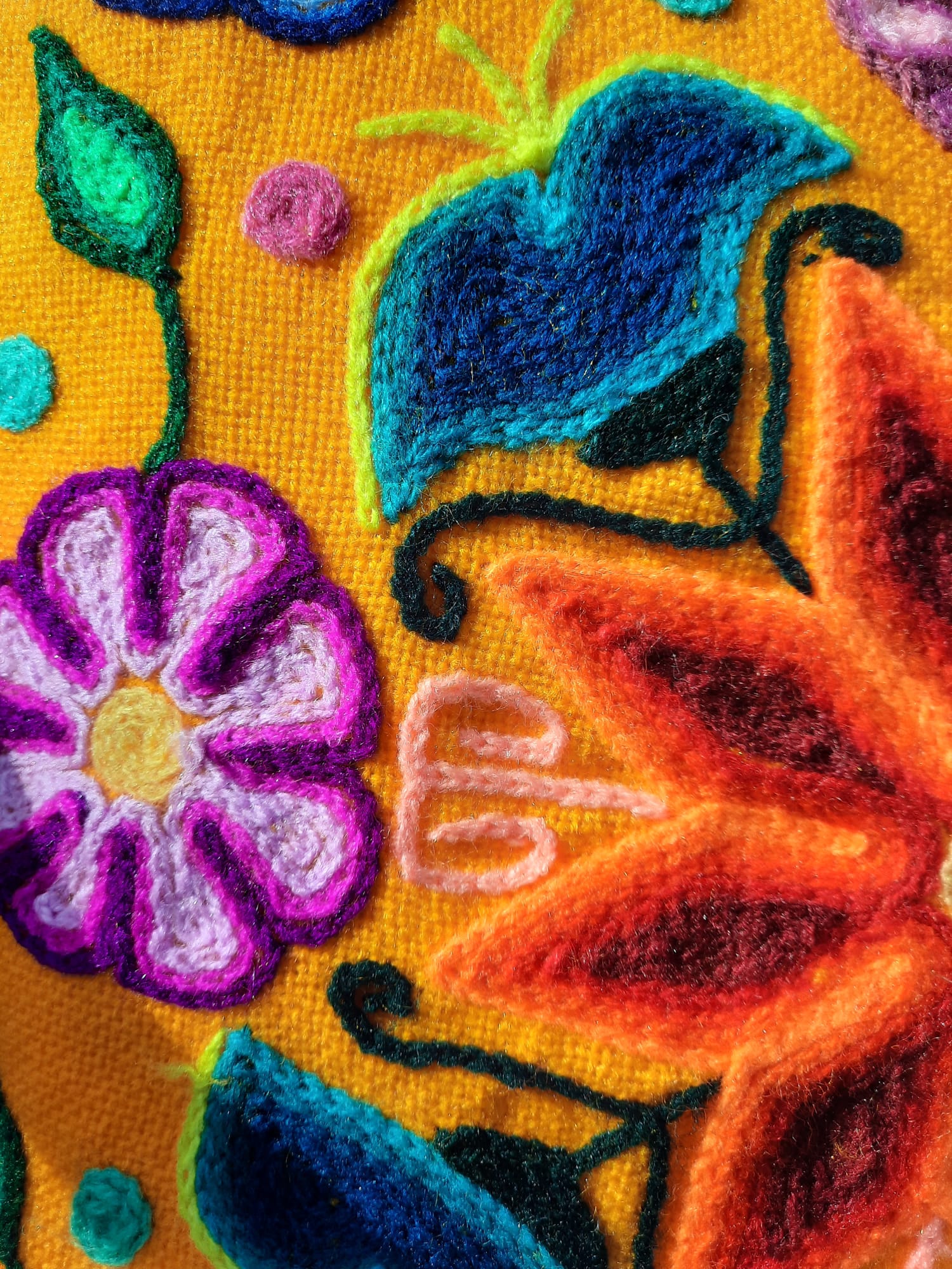 Yellow Peruvian cushion cover