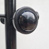 Black lacquered metal coat rack, 8 hooks and umbrella stand, 182 cm