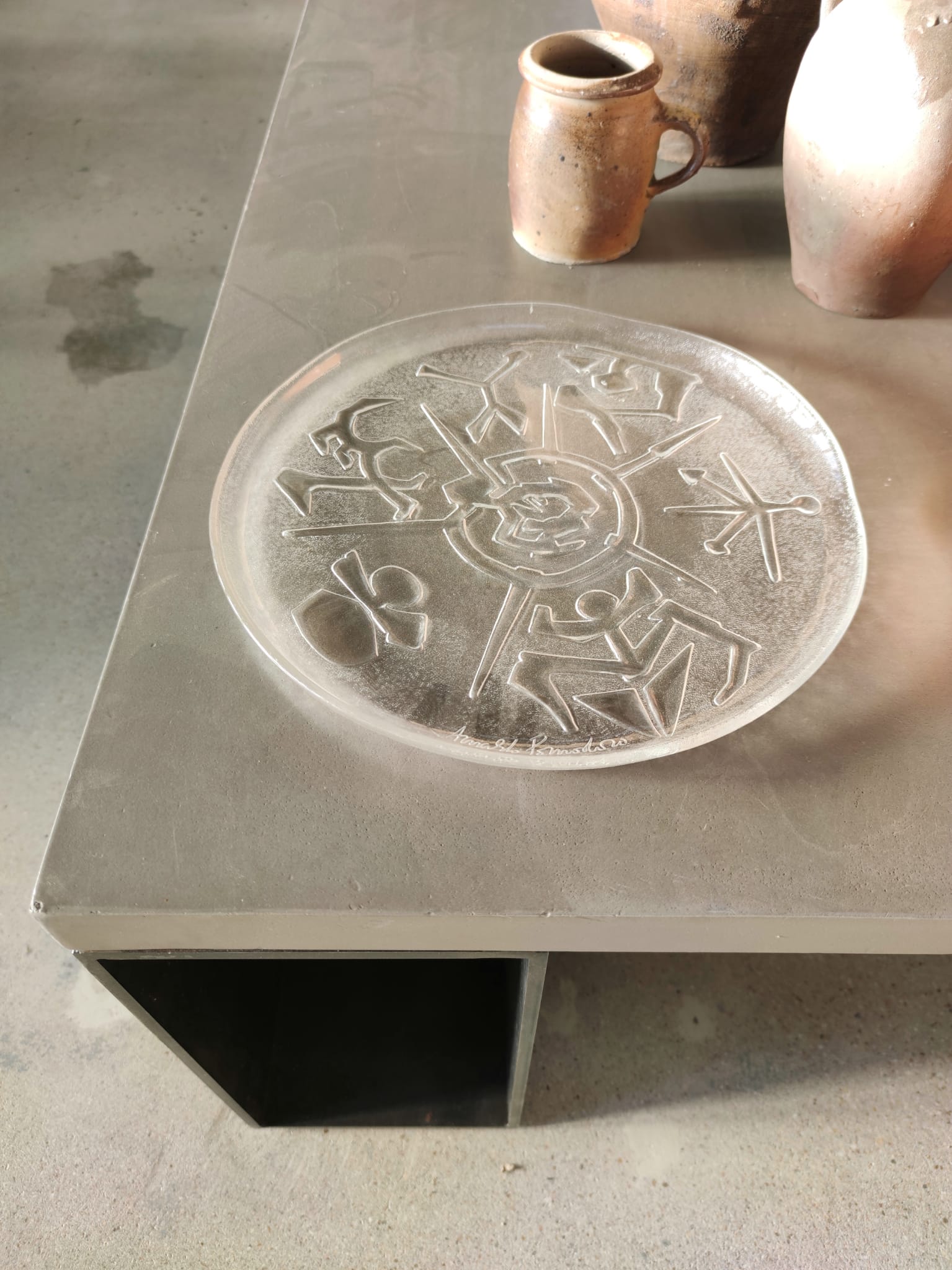 Glass dish by Arnaldo Pomodoro Ars D Milano