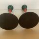 Pair of candlesticks in cast iron and wood
